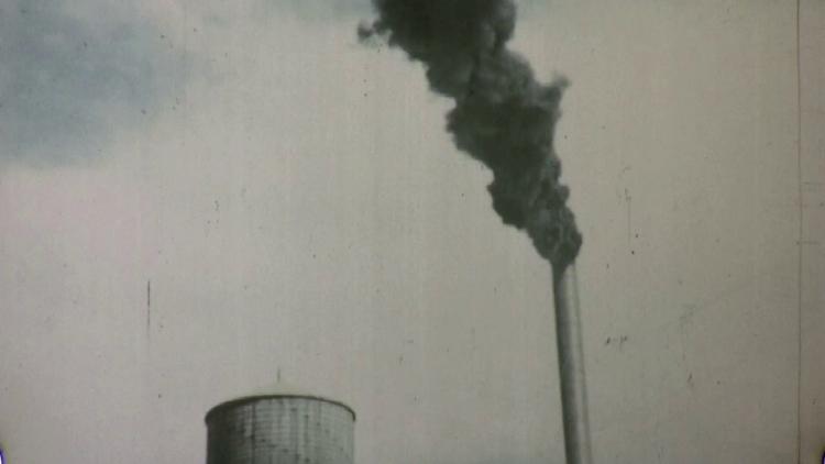 factory smokestack smoke pollution climate change 1940s vintage movie film 1768 suyny7 x F0007