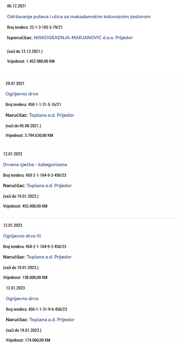 Screenshot 2023 05 30 at 12 55 14 Niskogradnja Marjanović apsolutni monopolista prijedorskih nabavki