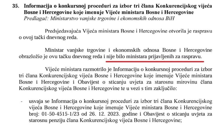 faksimil dijela zapisnika sjednice VMBiH od 28.12.2023. na kojoj su imenovani clanovi Konk vijeca 1