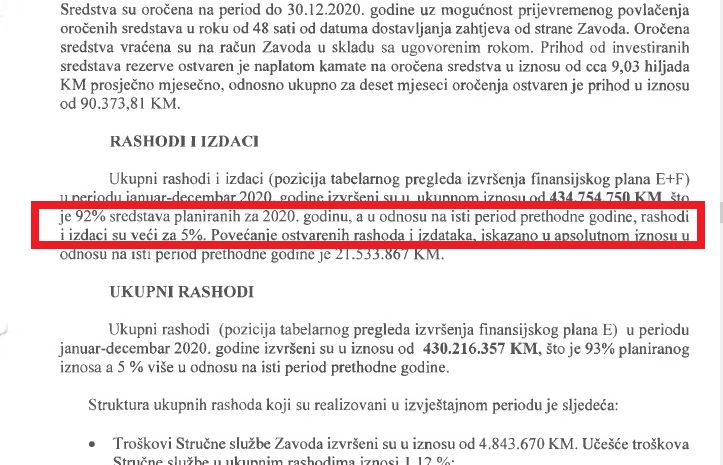 finansijski izvjestaj rashodi su veci