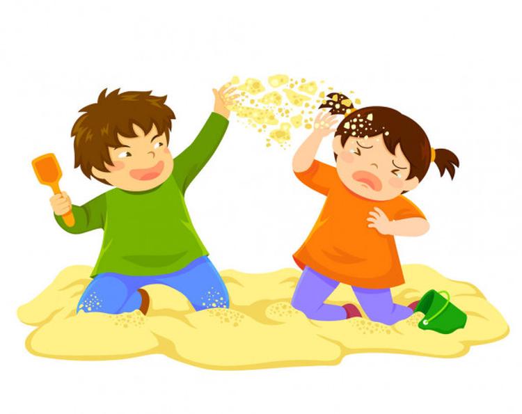 depositphotos 230835264 stock illustration naughty boy throwing sand little