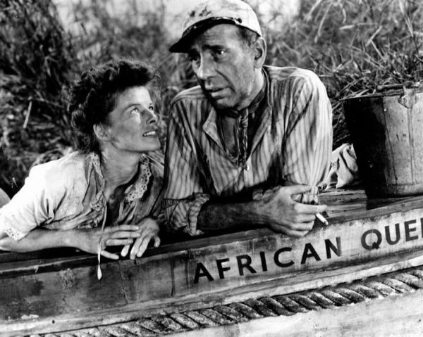 still of humphrey bogart and katharine hepburn in afrikas drottning 1951 large picture