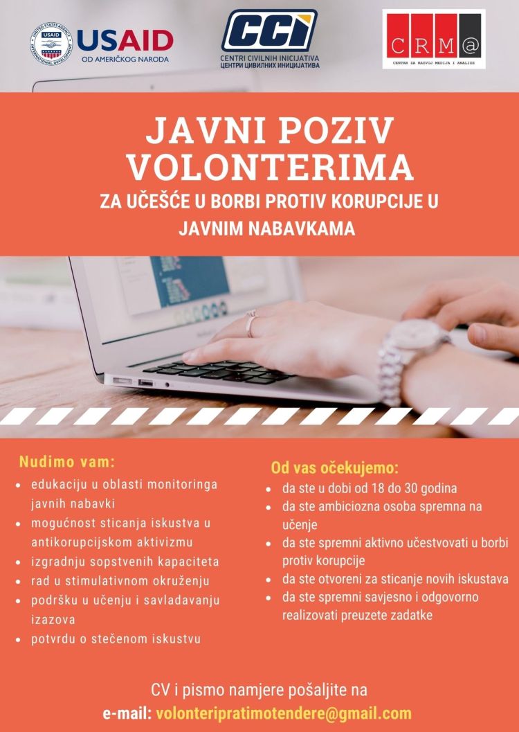 CRMA Javni poziv volonterima